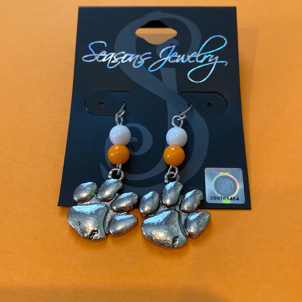 Clemson tigers dangle earrings